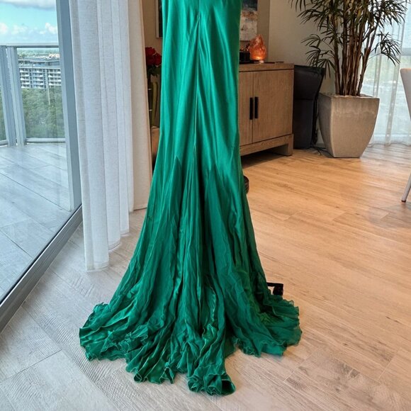 Dina Bar-El Emerald Green Silk Gown - Picture 4 of 9